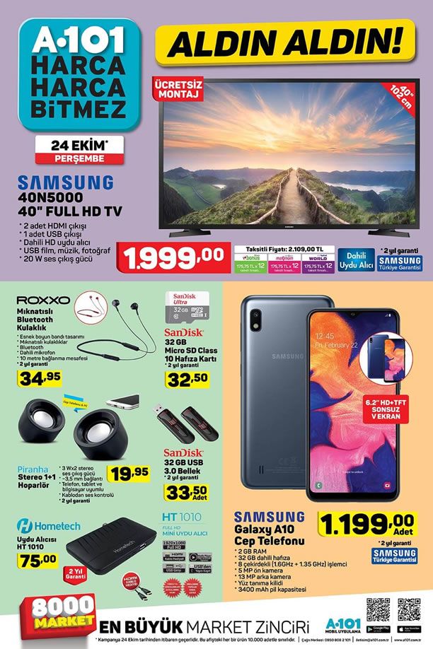 A101 24 Ekim 2019 Aktüel Kataloğu - Samsung Full HD Tv