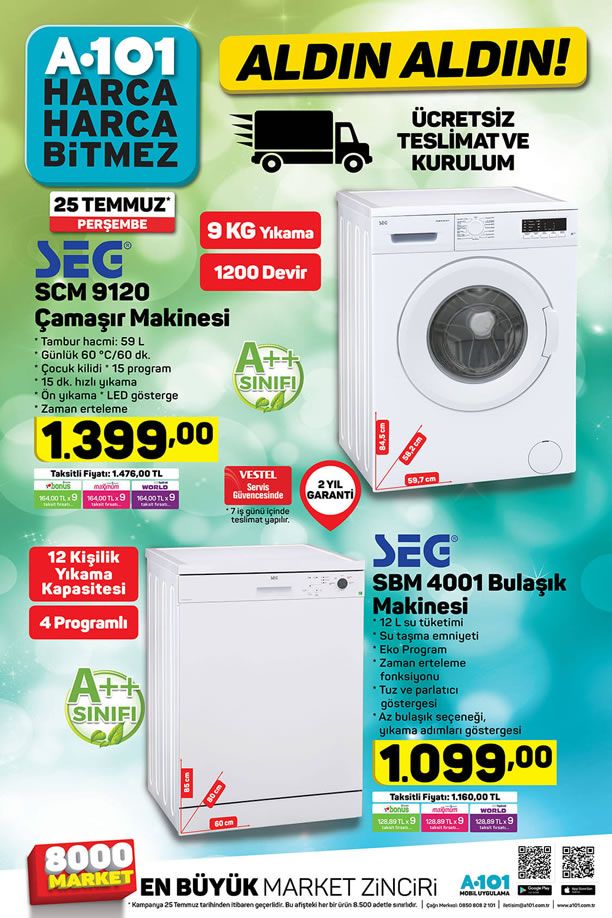 A101 25 - 31 Temmuz 2019 Kataloğu - SEG Çamaşır Makinesi