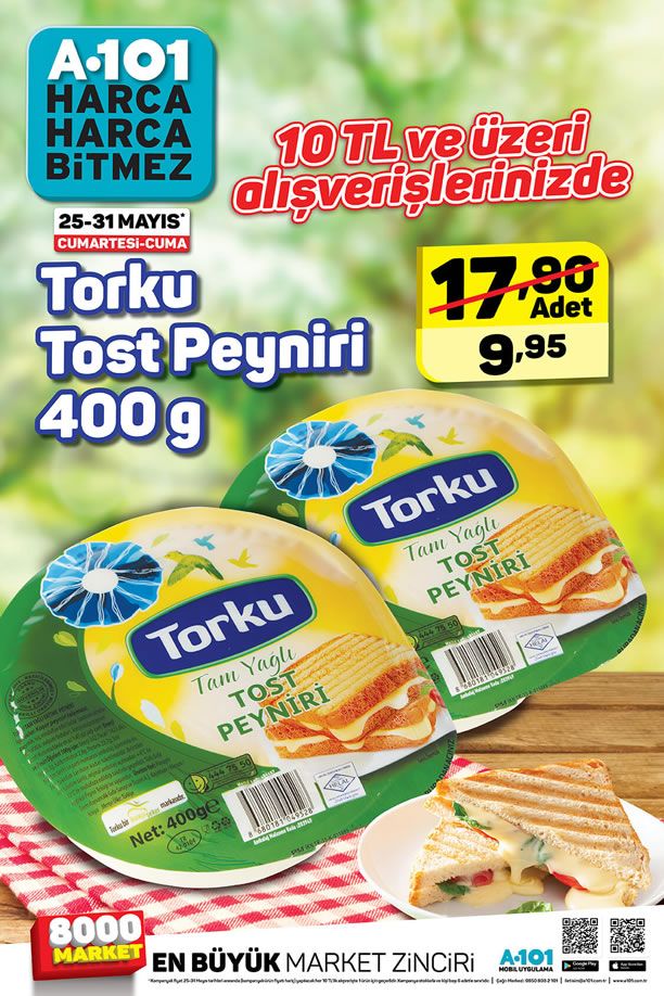 A101 25 Mayıs 2019 İndirim Kampanyası - Torku Tost Peyniri
