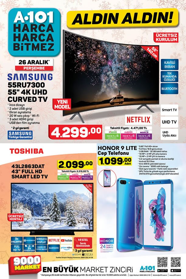 A101 26 Aralık 2019 Aktüel Kataloğu - Samsung 4K UHD Curved Tv