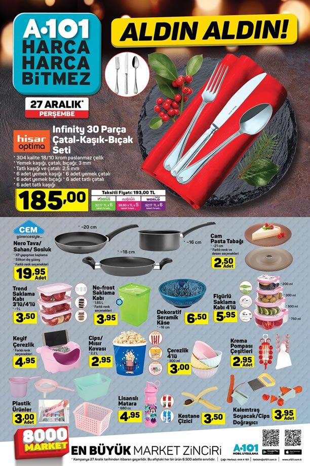 A101 27 Aralık 2018 Perşembe Fırsatları - Mutfak Ürünleri