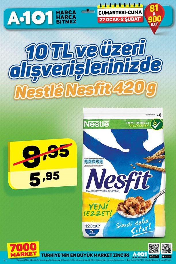 A101 27 Ocak - 2 Şubat 2018 İndirim Kataloğu - Nestle Nesfit