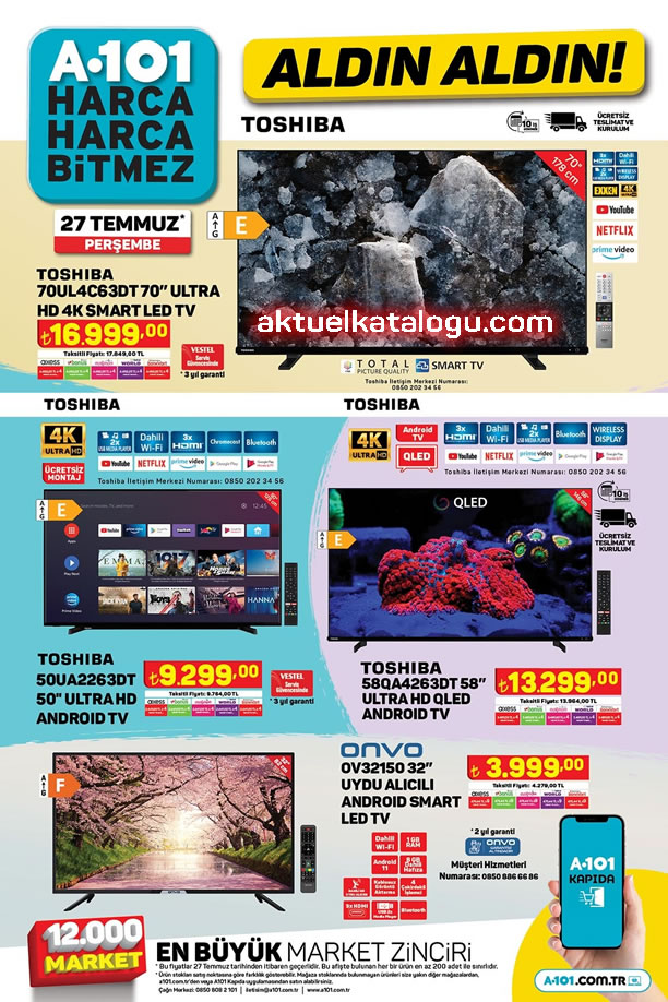 A101 27 Temmuz 2023 Kataloğu - Toshiba Ultra HD 4K Smart Led Tv