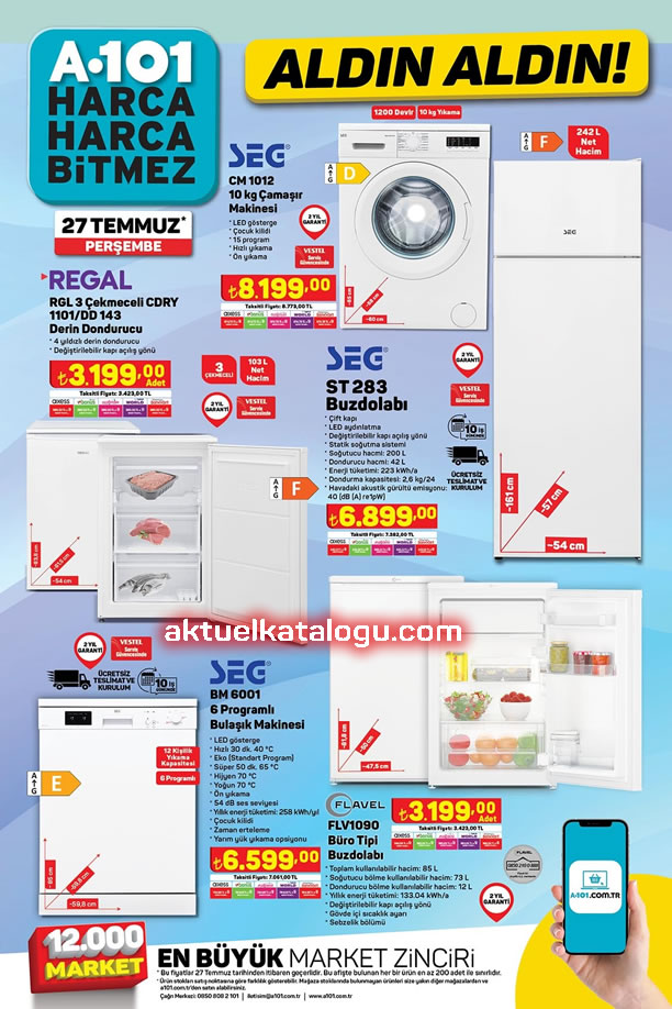 A101 27 Temmuz 2023 - Regal 3 Çekmeceli Derin Dondurucu