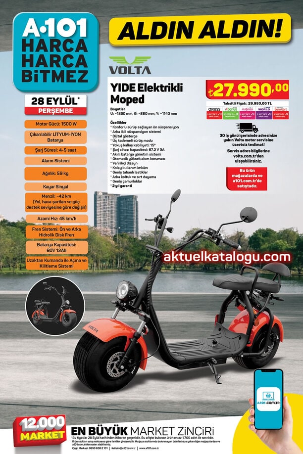 A101 28 Eylül 2023 Kataloğu - VOLTA YIDE Elektrikli Moped