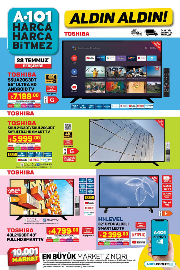 A101 28 Temmuz 2022 Kataloğu - Toshiba Ultra HD Android Tv