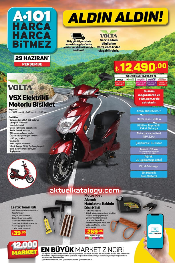 A101 29 Haziran 2023 Kataloğu - Volta VSX Elektrikli Motorlu Bisiklet