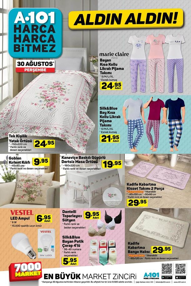 A101 30 Ağustos 2018 Perşembe Kataloğu - Ev Tekstili
