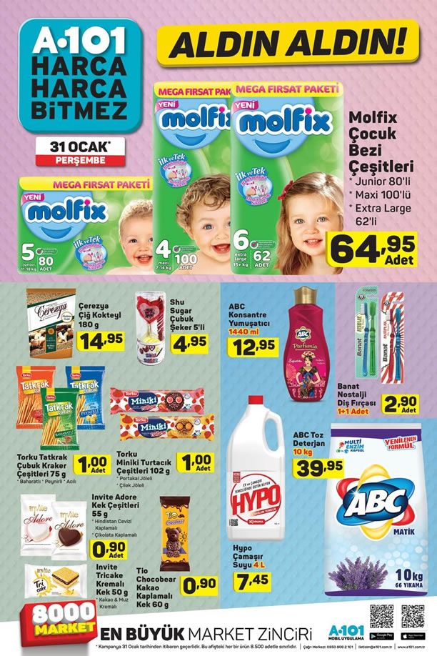 A101 31 Ocak - 6 Şubat 2019 Fırsat Ürünleri - Molfix Çocuk Bezi