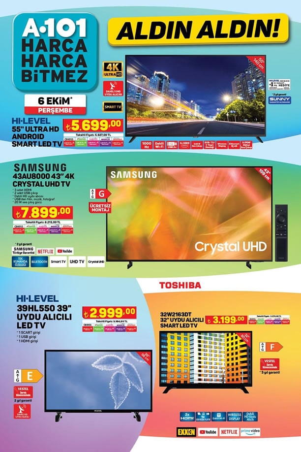 A101 6 Ekim 2022 Aktüel Kataloğu - Samsung Crystal UHD Tv