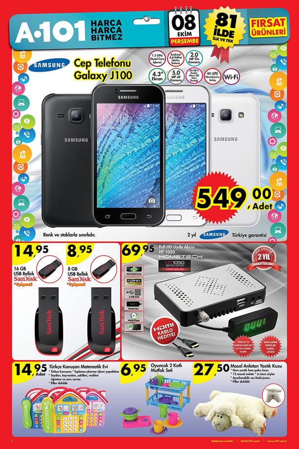 A101 8 Ekim 2015 Aktüel Ürünler Katalogu - Samsung Galaxy J100