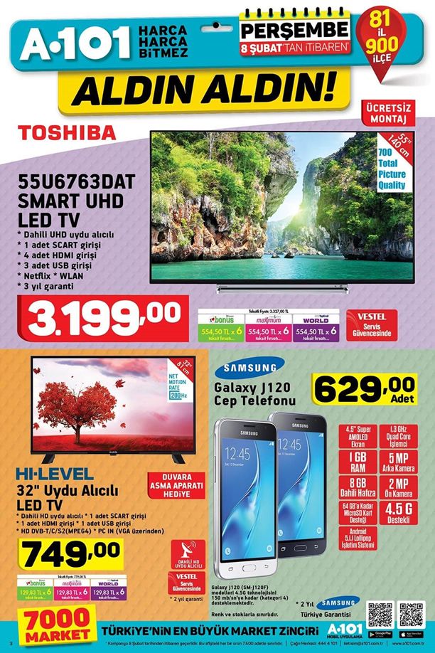 A101 8 Şubat 2018 Kataloğu - Toshiba Smart Led Tv