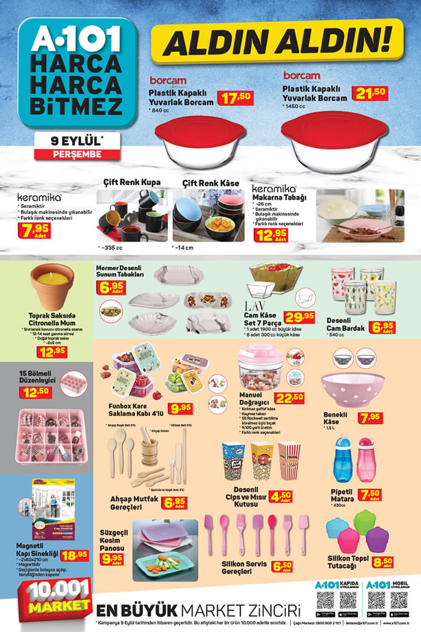 A101 9 Eylül 2021 Mutfak Ürünleri Broşürü