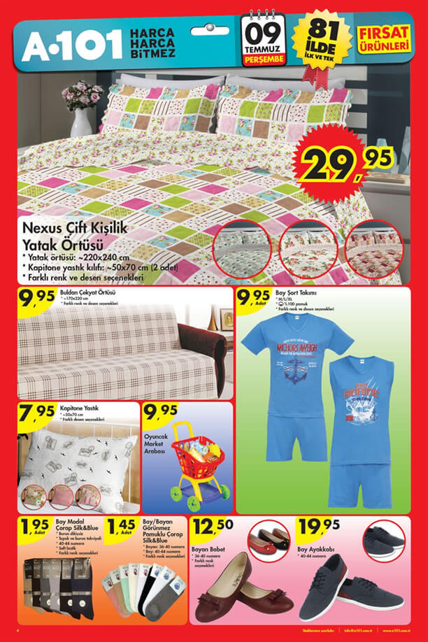 A101 9 Temmuz 2015 Aktüel Ürünler Katalogu - Ev Tekstili