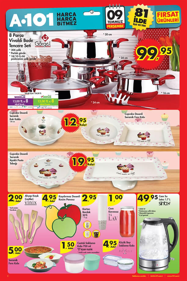 A101 9 Temmuz 2015 Fırsat Ürünleri Katalogu - Mutfak Ürünleri