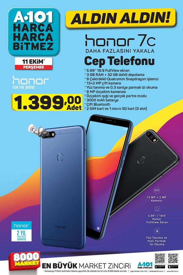 A101 Aktüel 11 Ekim 2018 Kataloğu - Honor 7C Cep Telefonu