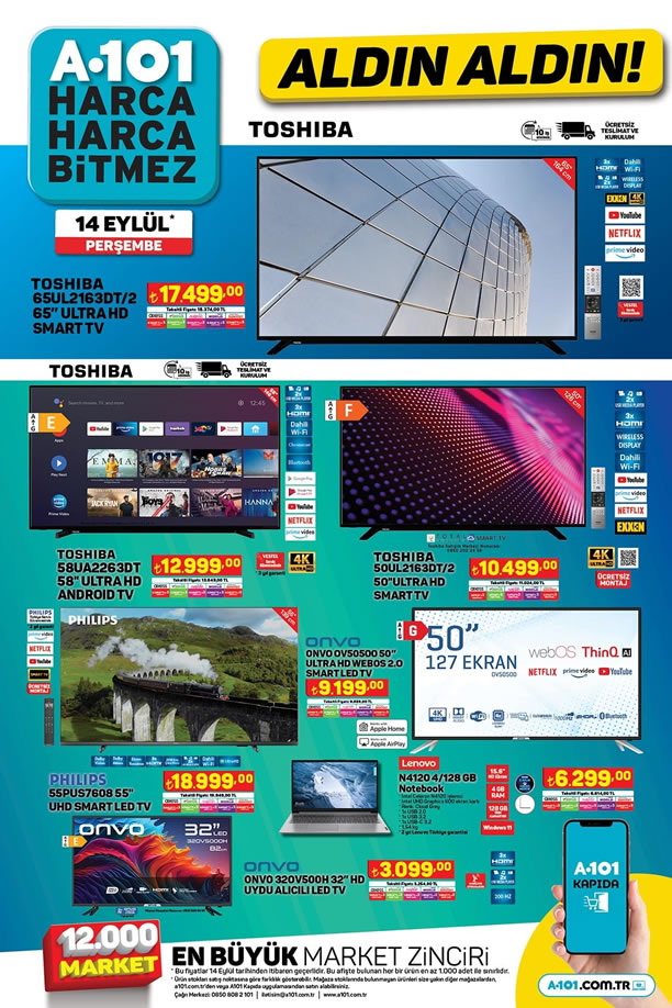 A101 Aktüel 14 Eylül 2023 Kataloğu - Philips UHD Smart Led Tv