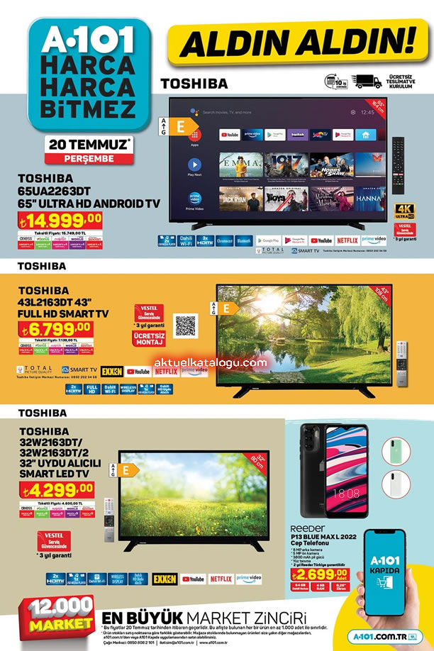 A101 Aktüel 20 Temmuz 2023 Kataloğu - Toshiba Ultra HD Android Tv