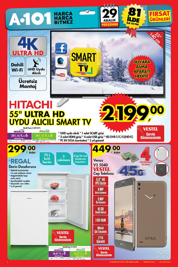 A101 Aktüel 29 Aralık 2016 Katalogu - HITACHI Ultra HD Smart Tv