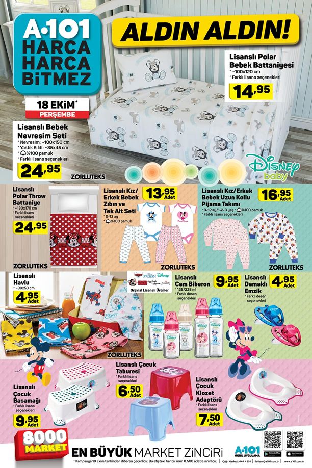A101 Aktüel Ürünler 18 Ekim Kataloğu - Bebek Giyim ve Bakım Ürünleri