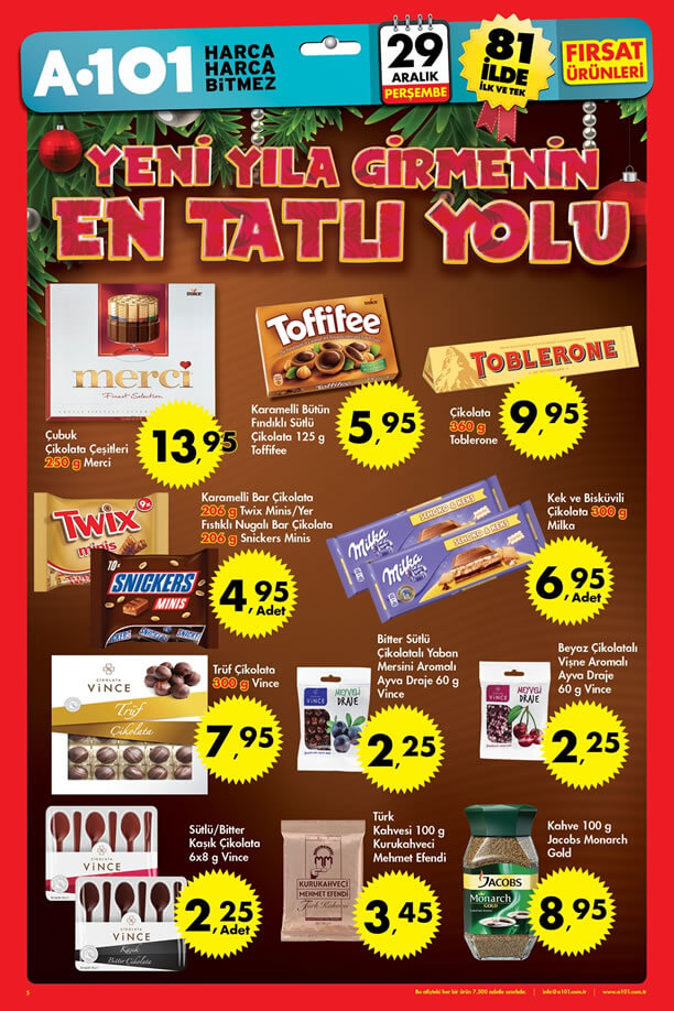 A101 Aktüel Ürünler 29 Aralık 2016 Katalogu - Toblerone Çikolata