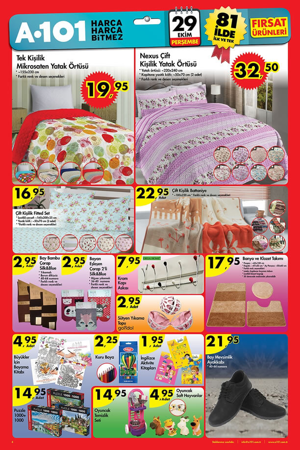 A101 Aktüel Ürünler 29 Ekim 2015 Katalogu - Ev Tekstili