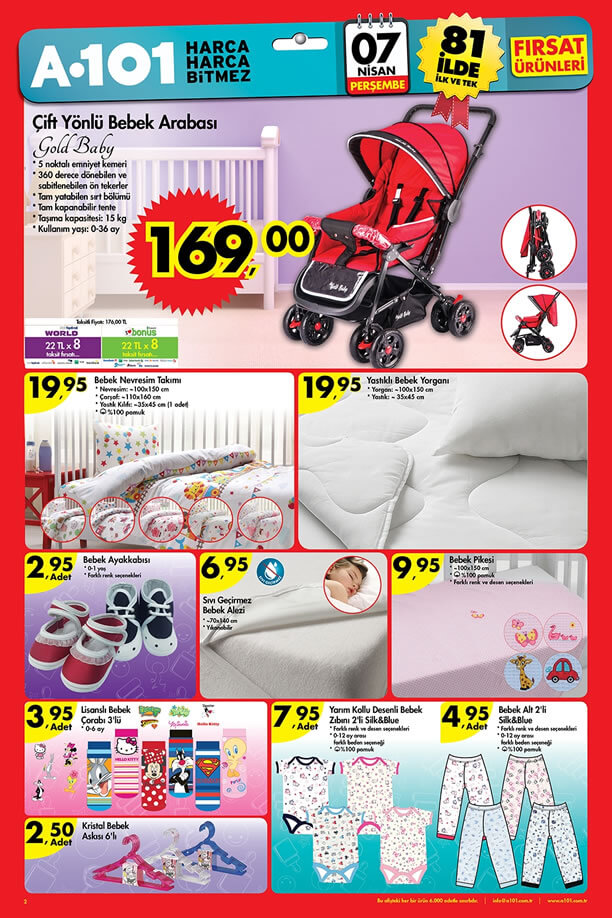A101 Fırsat Ürünleri 7 Nisan 2016 Katalogu - Gold Baby Bebek Arabası