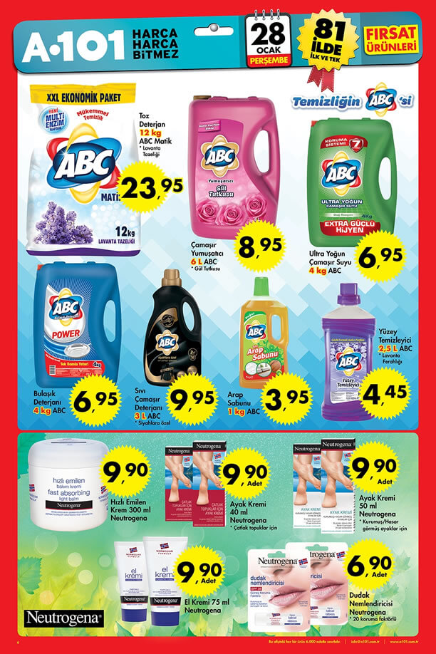 A101 İndirim 28 Ocak 2016 Broşürü - ABC Temizlik Ürünleri