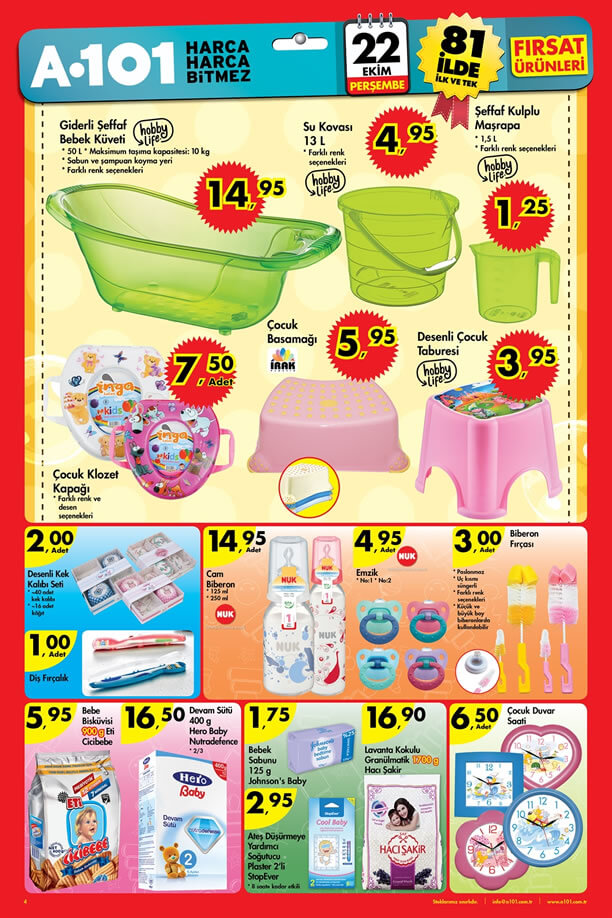 A101 Market 22 Ekim 2015 Broşürü - Bebek Ürünleri