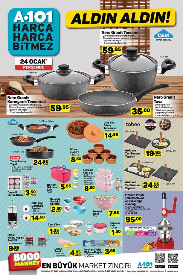 A101 Market 24 Ocak 2019 İndirimleri - Mutfak Ürünleri