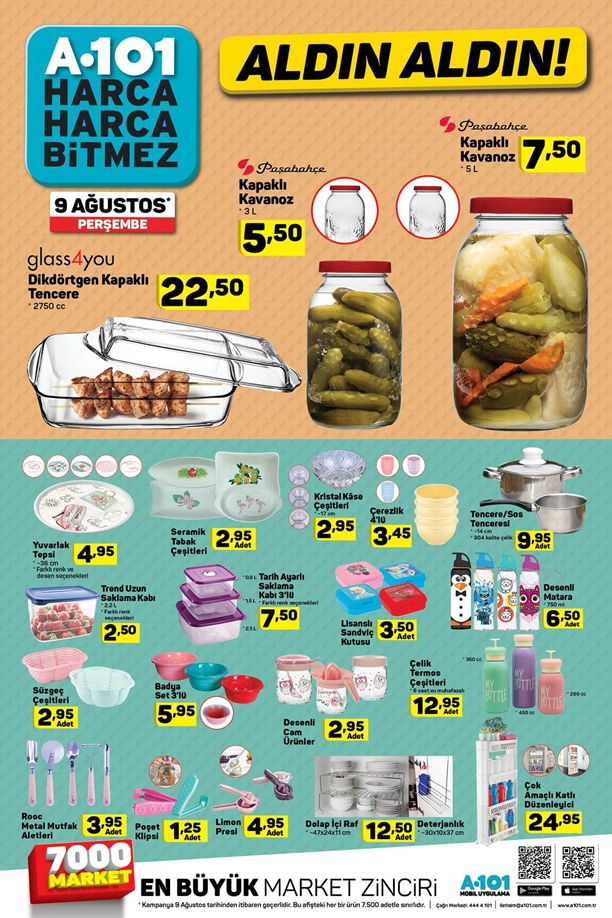 A101 Market 9 Ağustos 2018 Kataloğu - Mutfak Ürünleri