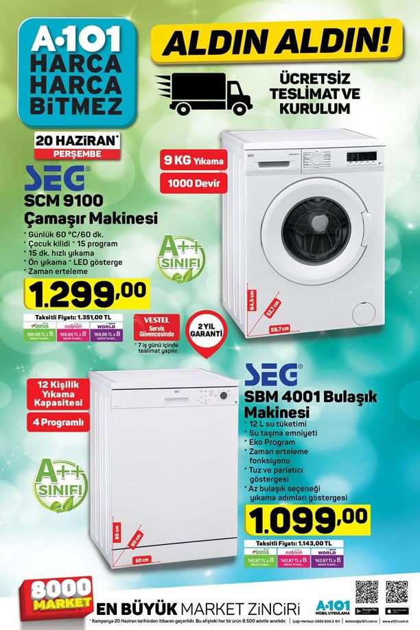A101 SEG Çamaşır Makinesi - A101 20 Haziran 2019 Kataloğu
