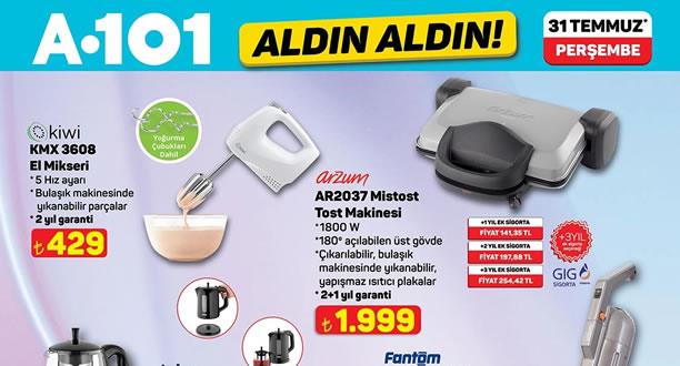 A101 31 Temmuz 2025 Aktüel Ürünler Kataloğu