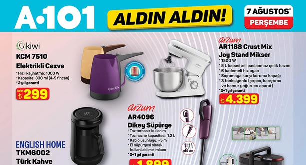 A101 7 Ağustos 2025 Aktüel Ürünler Kataloğu